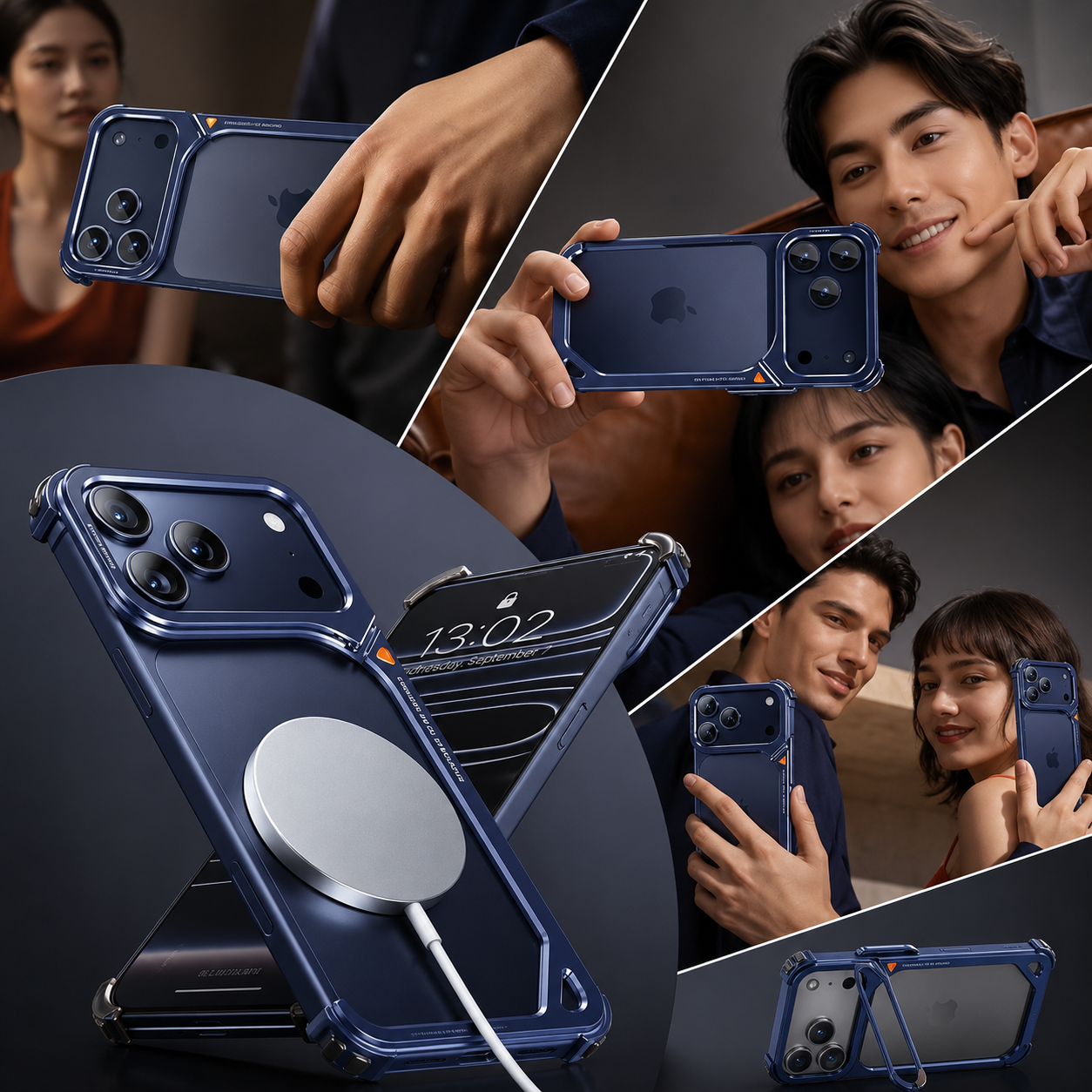 Premium iPhone Case MagSafe Compatible Aluminum Frame with Camera Lens Protection, Slim Drop Protection, Secure Grip, Lightweight Design and Shockproof Build