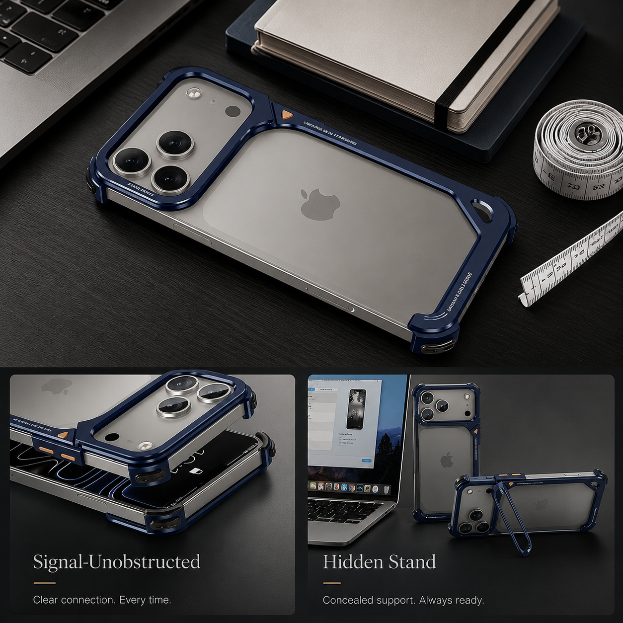 Premium iPhone Case MagSafe Compatible Aluminum Frame with Camera Lens Protection, Slim Drop Protection, Secure Grip, Lightweight Design and Shockproof Build
