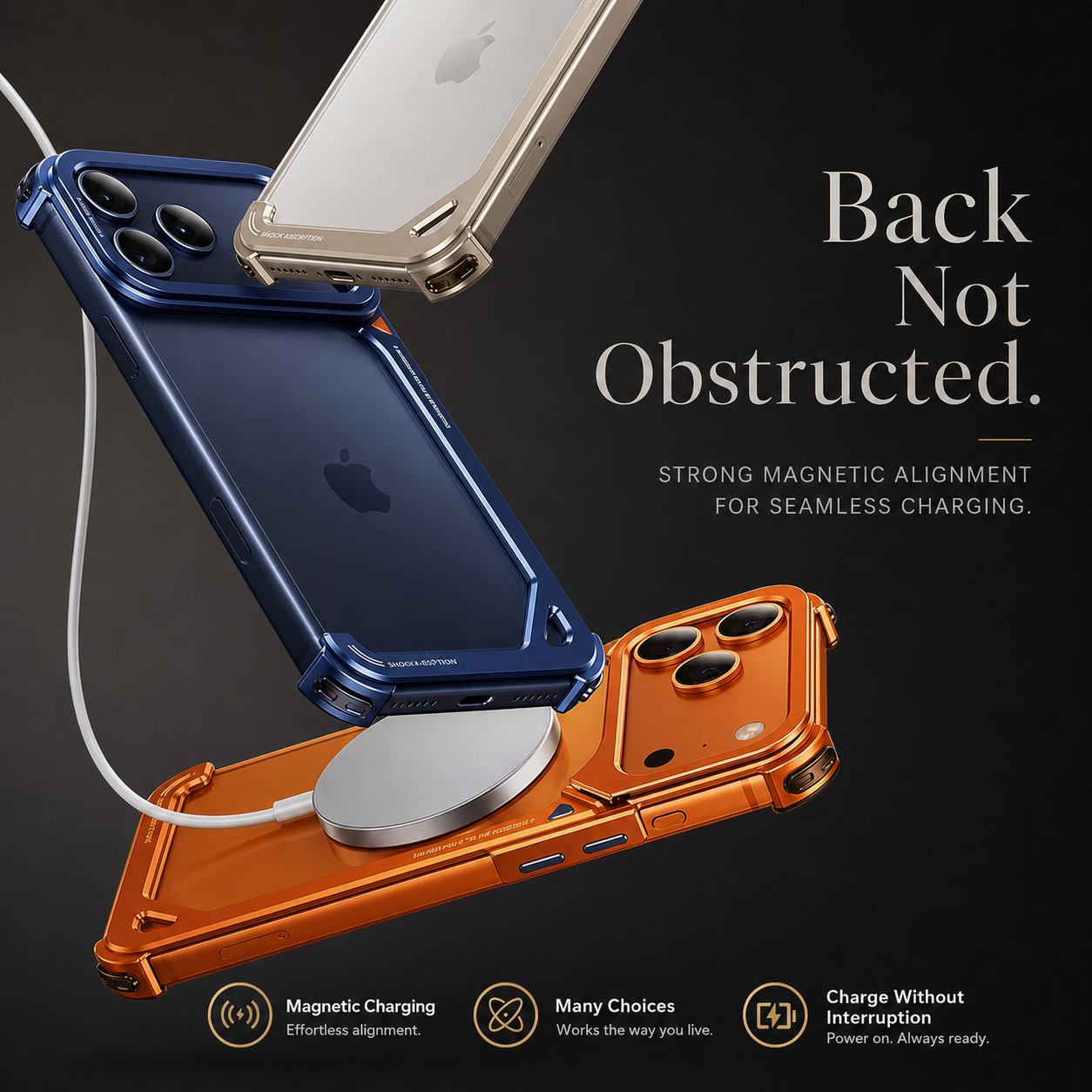 Premium iPhone Case MagSafe Compatible Aluminum Frame with Camera Lens Protection, Slim Drop Protection, Secure Grip, Lightweight Design and Shockproof Build