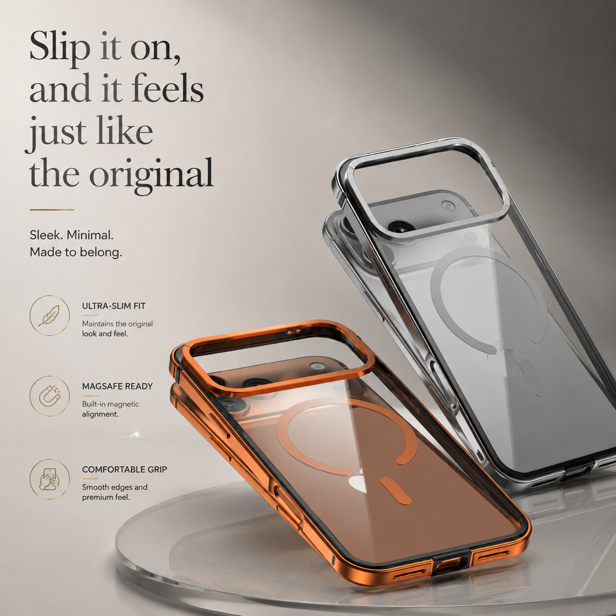 Premium iPhone Case MagSafe Compatible Aluminum Frame with HD Acrylic Back, Camera Lens Protection, Secure Grip, Shockproof Build and Scratch Resistant Design