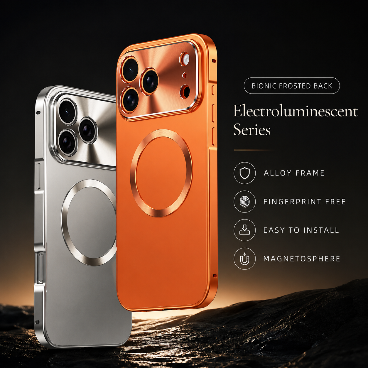 Premium iPhone Case MagSafe Compatible Aluminum Magnetic Frame with Frosted PC Back, Shockproof Design, Camera Lens Protection, Anti-Scratch Finish and Grip