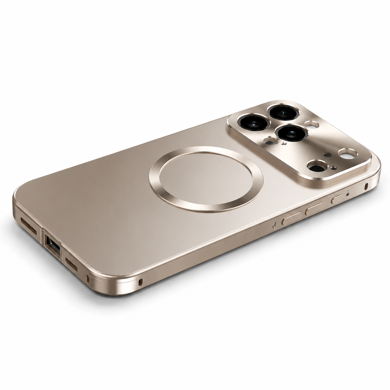 Premium iPhone Case MagSafe Compatible Aluminum Magnetic Frame with Frosted PC Back, Shockproof Design, Camera Lens Protection, Anti-Scratch Finish and Grip