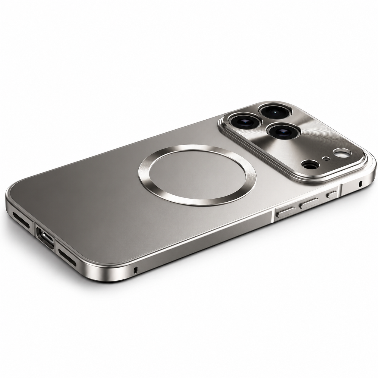 Premium iPhone Case MagSafe Compatible Aluminum Magnetic Frame with Frosted PC Back, Shockproof Design, Camera Lens Protection, Secure Grip and Durable Build
