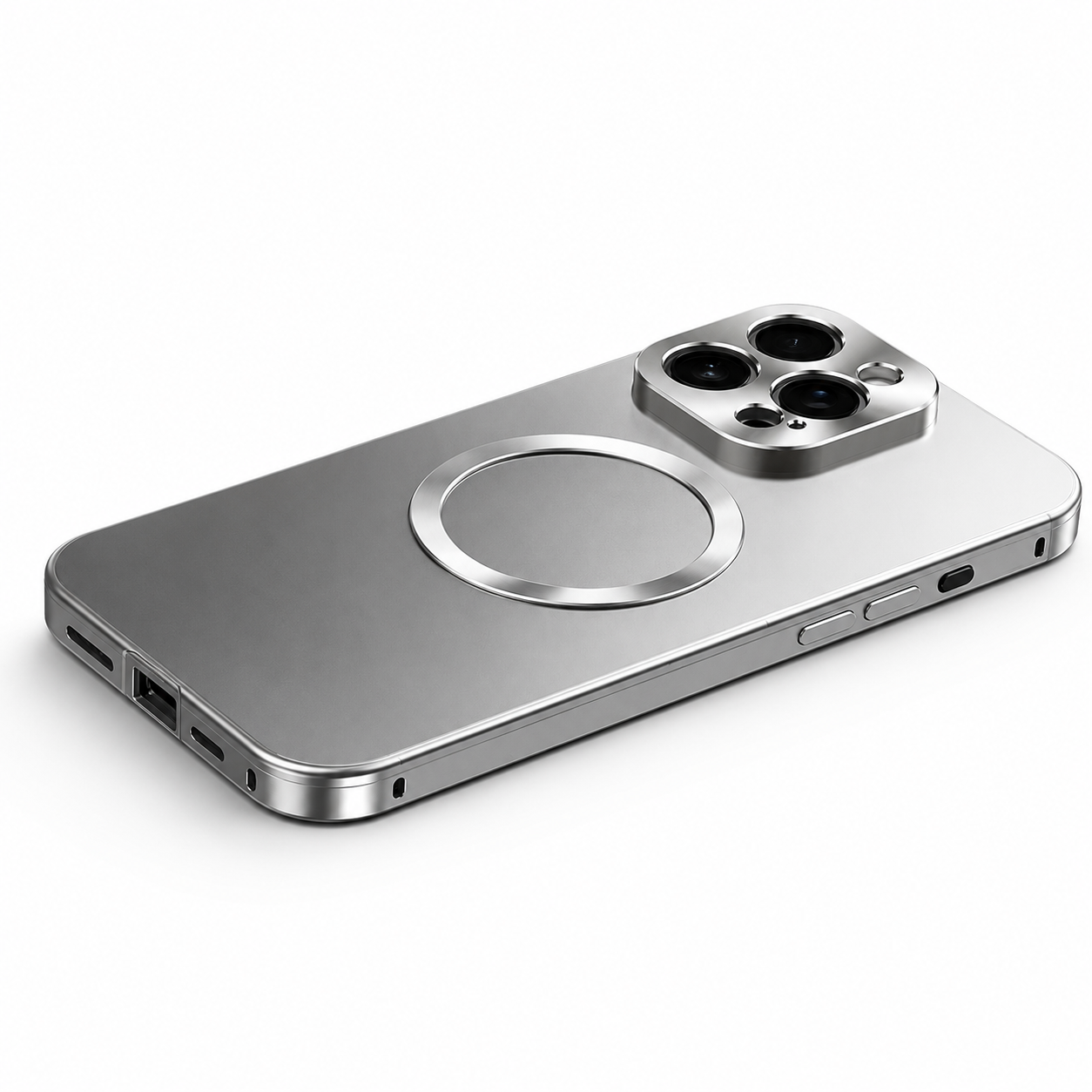 Premium iPhone Case MagSafe Compatible Aluminum Magnetic Frame with Frosted PC Back, Shockproof Design, Camera Lens Protection and Secure Grip