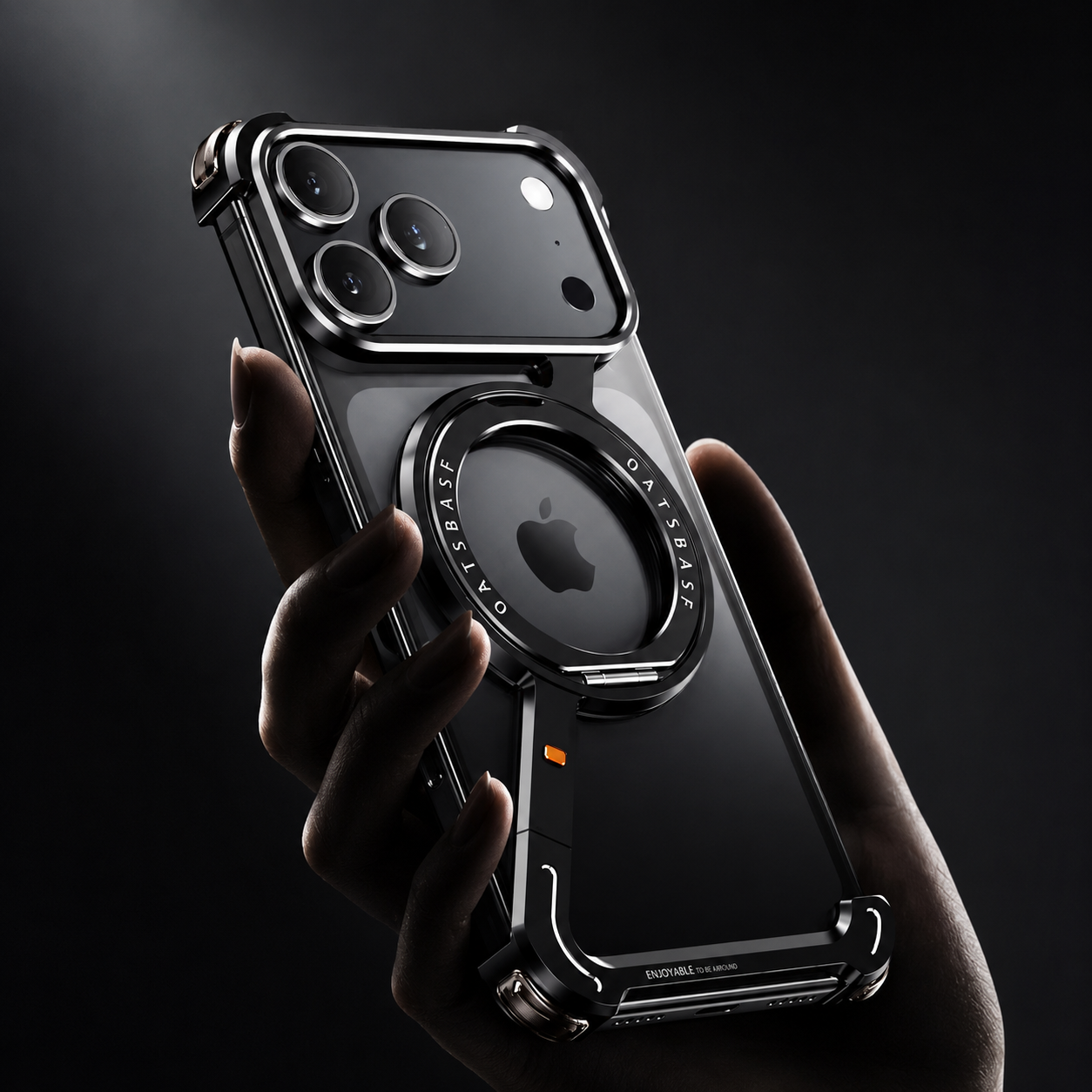 Premium iPhone Case MagSafe Compatible Aluminum Magnetic Protective Cover 360° Rotating Ring Stand Camera Lens Protection Shockproof Frameless Design