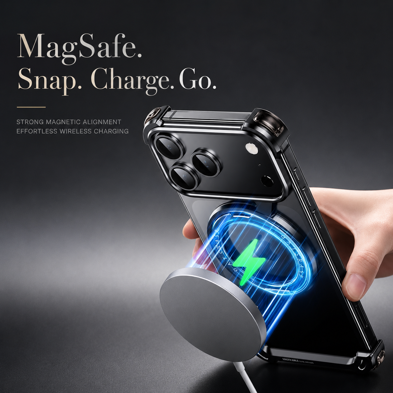 Premium iPhone Case MagSafe Compatible Aluminum Magnetic Protective Cover 360° Rotating Ring Stand Camera Lens Protection Shockproof Frameless Design