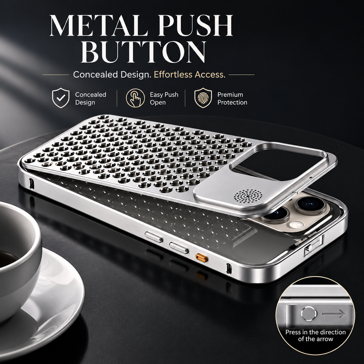 Premium iPhone Case MagSafe Compatible Aluminum Metal Frame Protective Cover Camera Lens Protection Shockproof Heat Dissipation Slim Lightweight Design