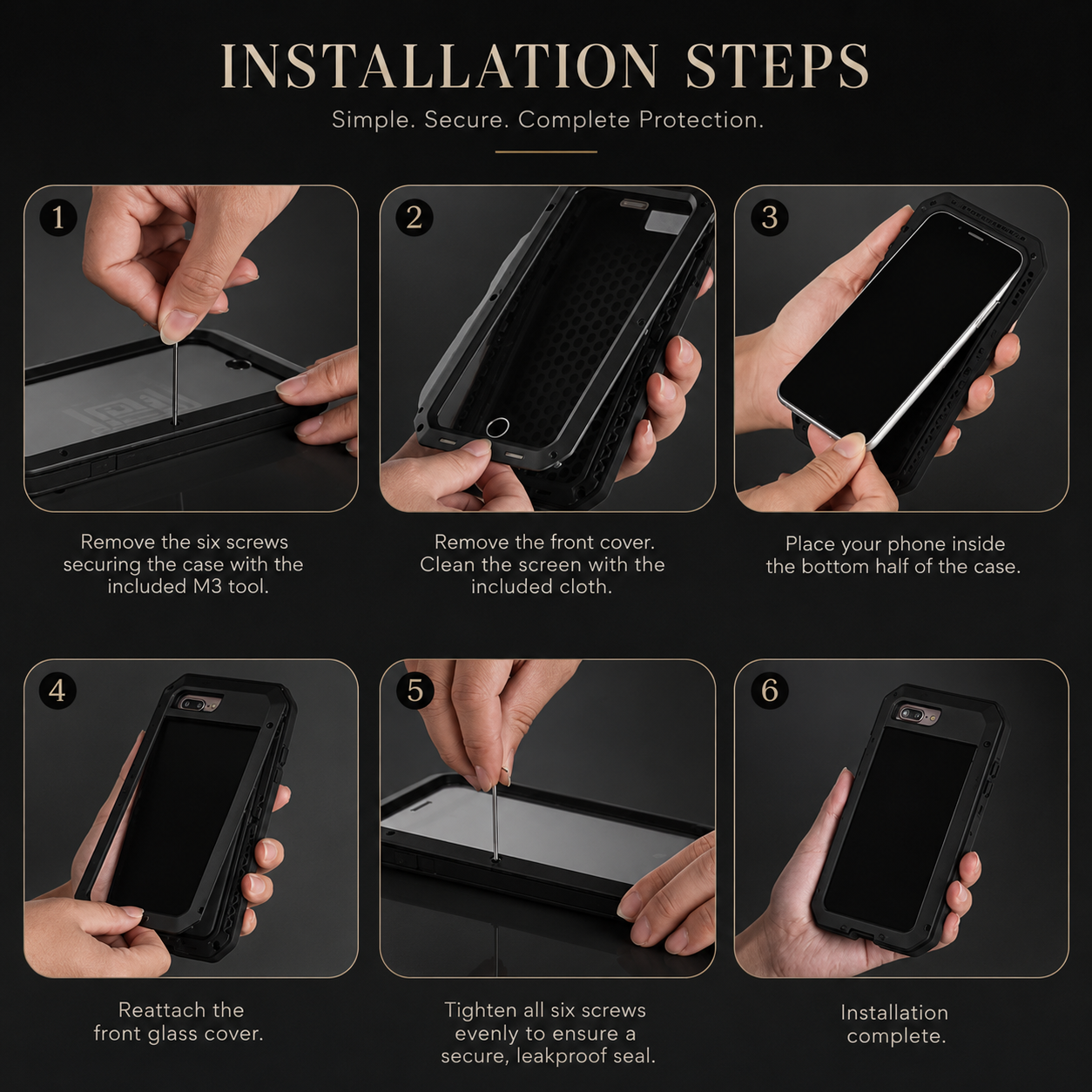 Premium iPhone Case MagSafe Compatible Aluminum Metal Frame Protective Cover Tempered Glass Screen Camera Lens Protection Waterproof Shockproof Full Body