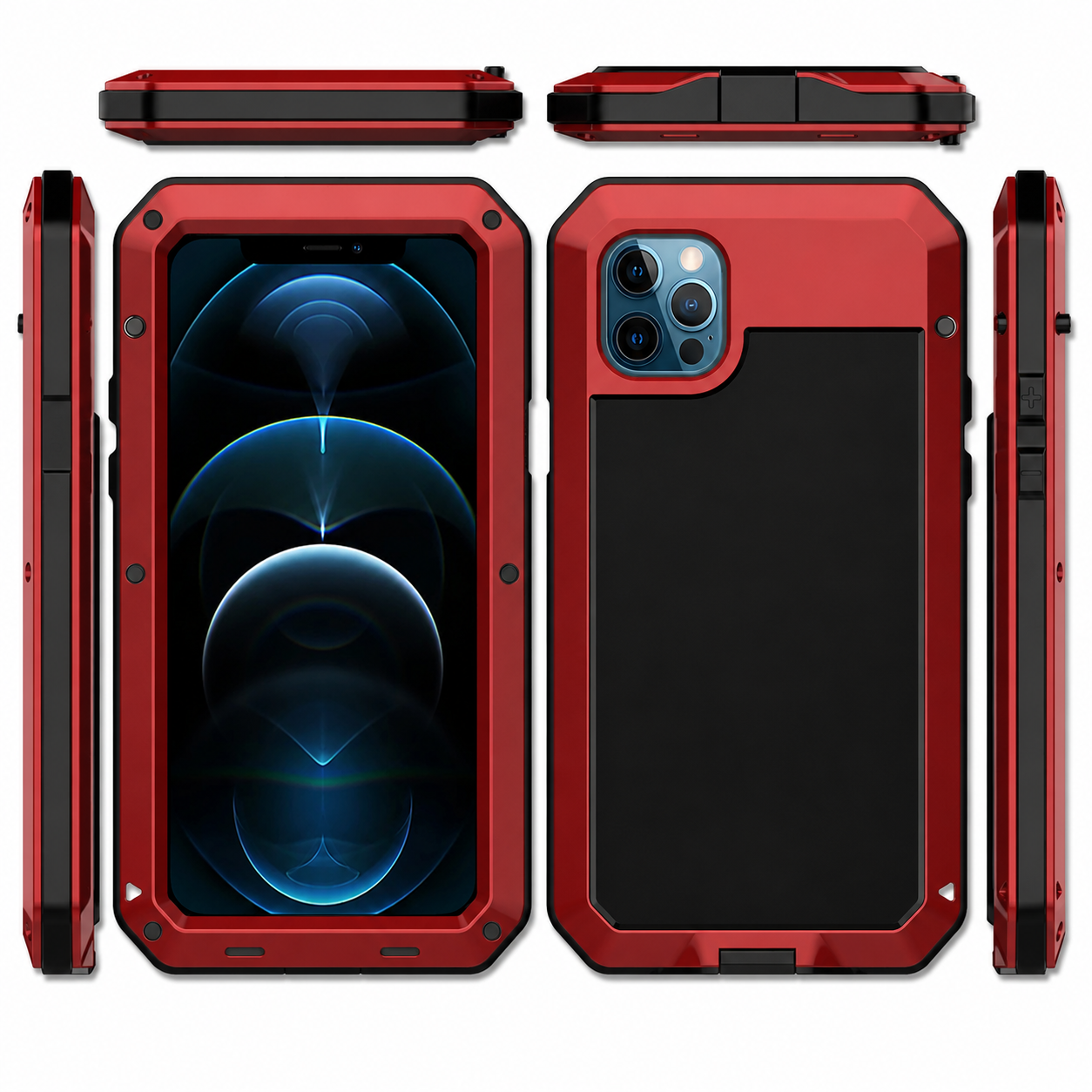 Premium iPhone Case MagSafe Compatible Aluminum Metal Frame Protective Cover Tempered Glass Screen Camera Lens Protection Waterproof Shockproof Full Body