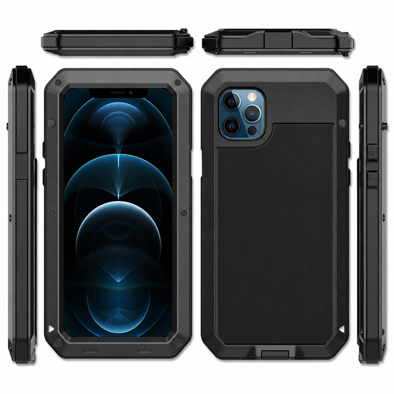 Premium iPhone Case MagSafe Compatible Aluminum Metal Frame Protective Cover Tempered Glass Screen Camera Lens Protection Waterproof Shockproof Full Body