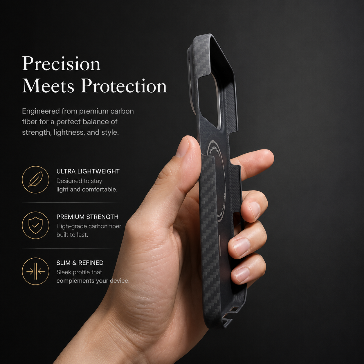 Premium iPhone Case MagSafe Compatible Aramid Carbon Fiber Cover Alloy Camera Protection Shockproof Anti Scratch Non Slip Grip Slim Durable Design