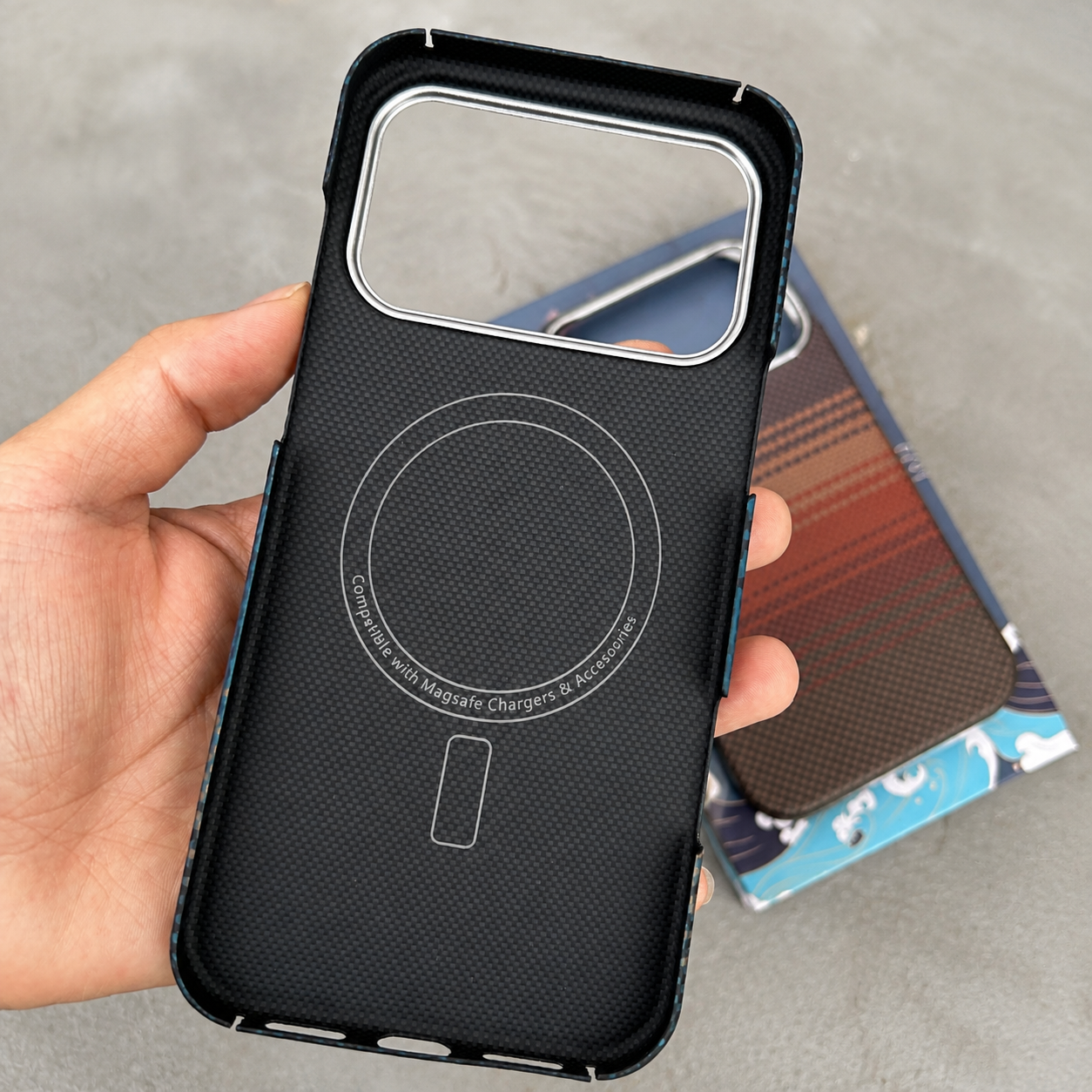 Premium iPhone Case MagSafe Compatible Aramid Carbon Fiber Kevlar Grade Ultra Thin Shockproof Protective Cover Washable Finish Slim Non Slip Design
