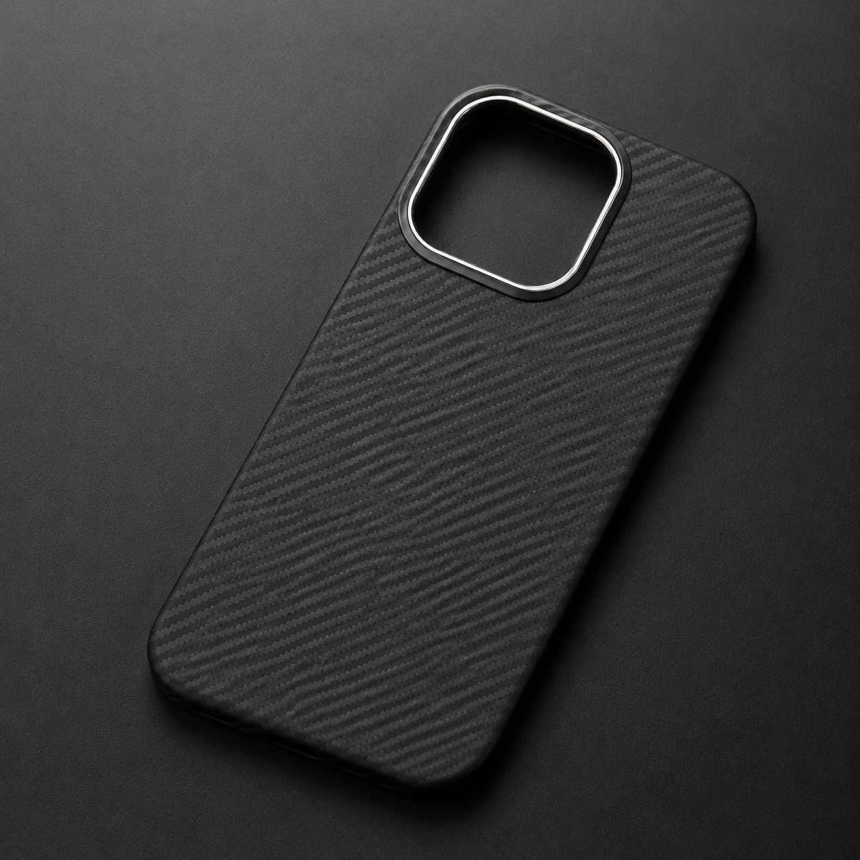 Premium iPhone Case MagSafe Compatible Aramid Carbon Fiber Ultra Lightweight Half Wrapped Protective Cover Scratch Resistant Slim Minimal Design