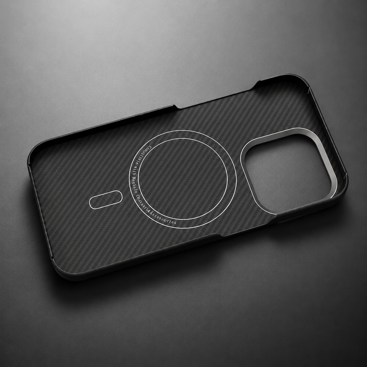 Premium iPhone Case MagSafe Compatible Aramid Carbon Fiber Ultra Lightweight Half Wrapped Protective Cover Scratch Resistant Slim Minimal Design