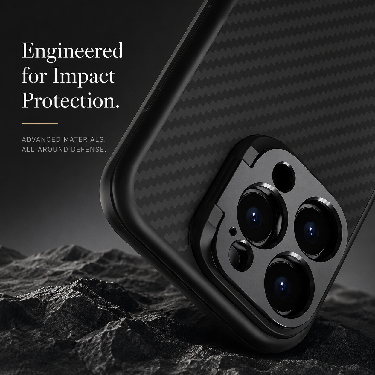 Premium iPhone Case MagSafe Compatible Aramid Fiber Cover Camera Ring Stand Shockproof Anti Fingerprint Non Slip Grip Slim Lightweight Design