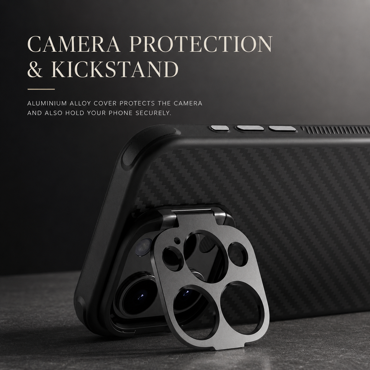 Premium iPhone Case MagSafe Compatible Aramid Fiber Cover Camera Ring Stand Shockproof Anti Fingerprint Non Slip Grip Slim Lightweight Design