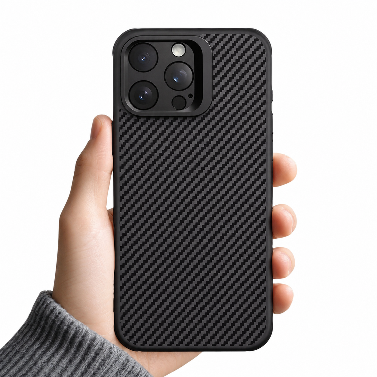 Premium iPhone Case MagSafe Compatible Aramid Fiber Cover Camera Ring Stand Shockproof Anti Fingerprint Non Slip Grip Slim Lightweight Design