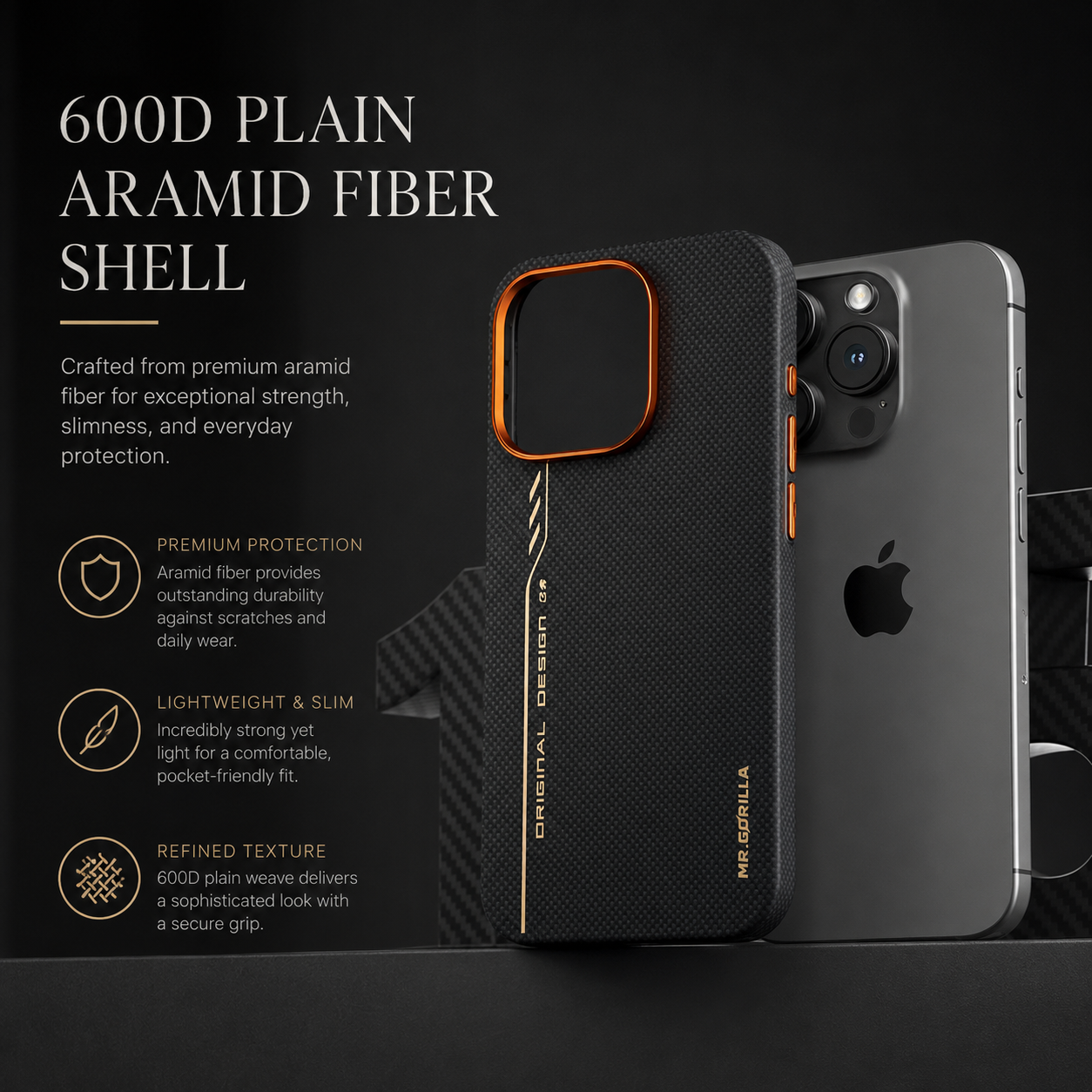 Premium iPhone Case MagSafe Compatible Aramid Fiber Cover Shockproof Anti Fingerprint Anti Scratch Non Slip Grip Slim Durable Protective Case