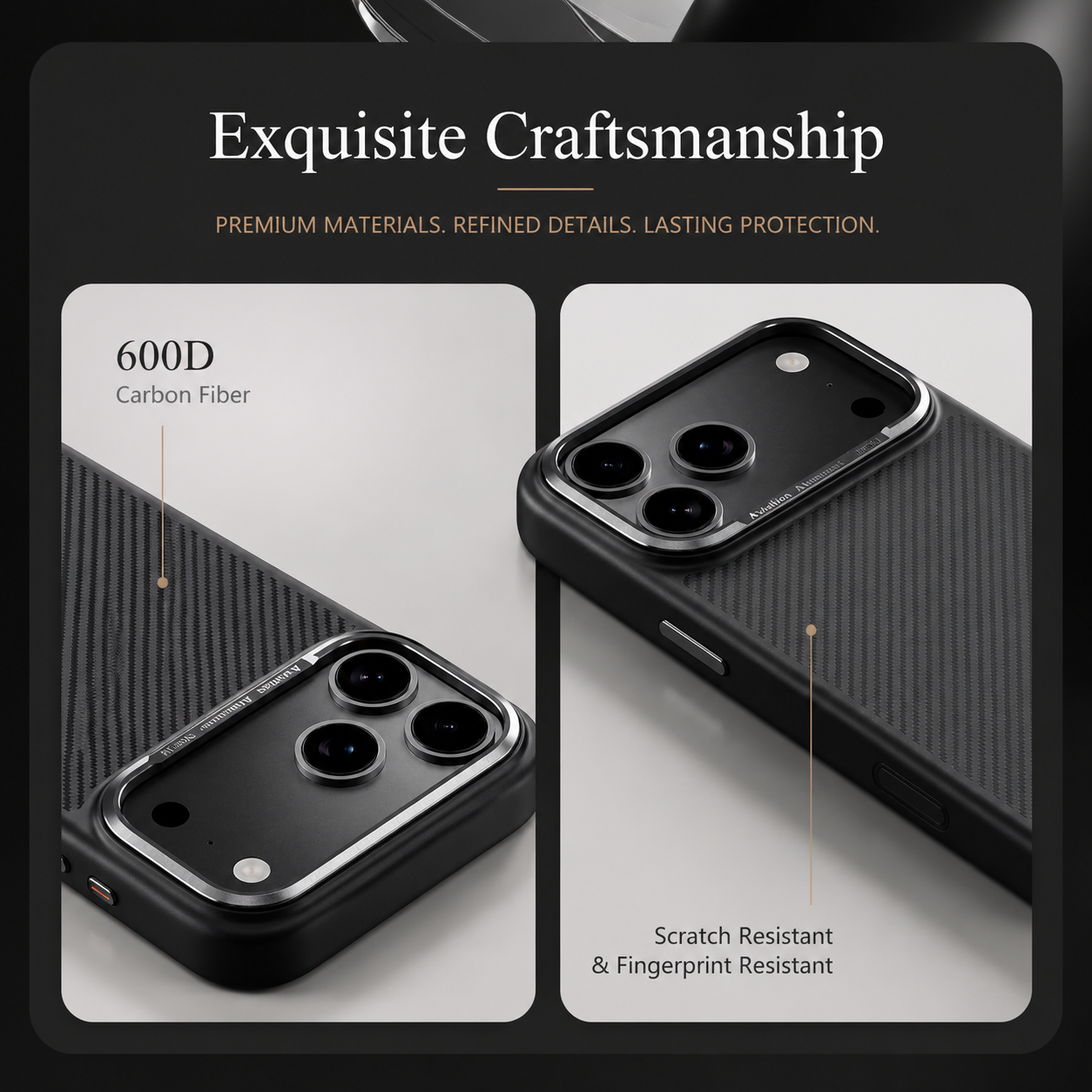 Premium iPhone Case MagSafe Compatible Aramid Fiber Cover Shockproof Anti Fingerprint Anti Scratch Non Slip Grip Slim Durable Protective Case Lightweight Design