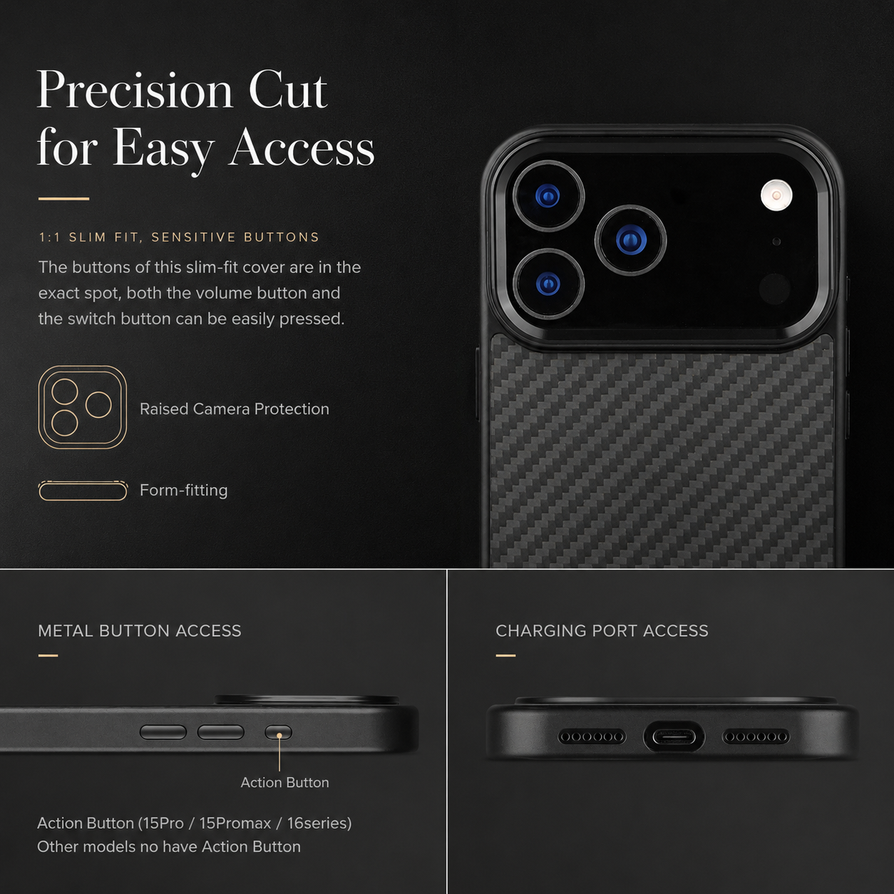 Premium iPhone Case MagSafe Compatible Aramid Fiber Cover with Full Coverage Protection, Lightweight Design, Secure Grip, Camera Lens Protection and Durable