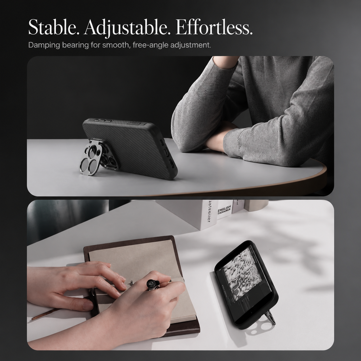 Premium iPhone Case MagSafe Compatible Aramid Fiber Kevlar Cover Camera Lens Protection Shockproof Anti Fingerprint Lightweight Ring Stand Design