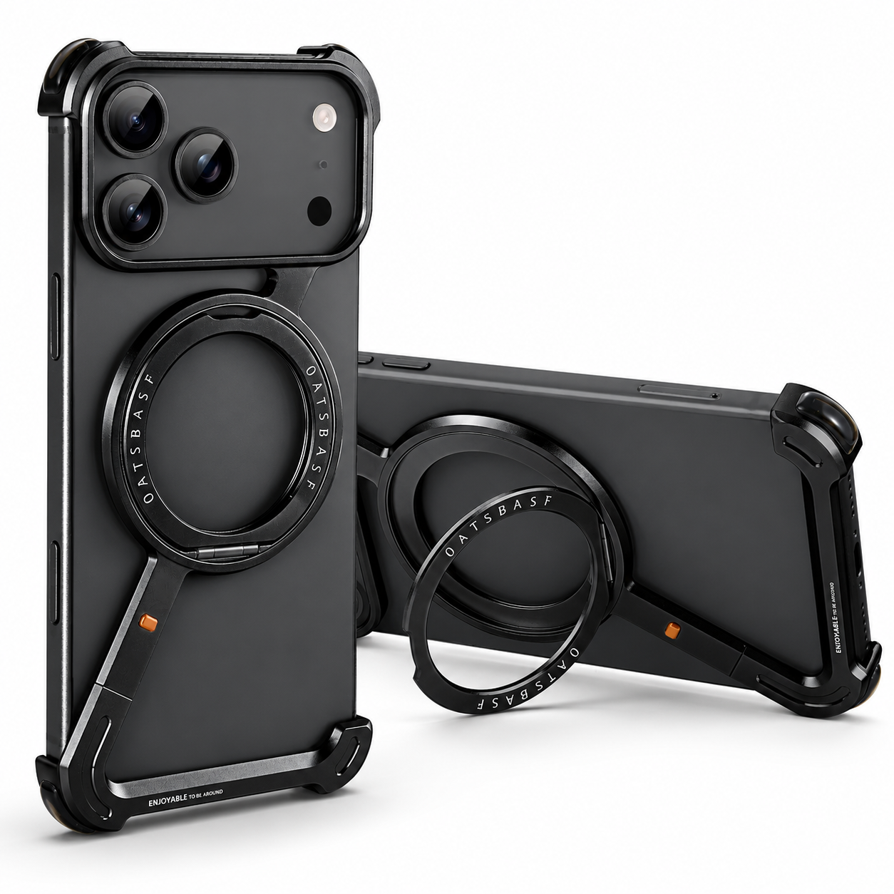 Premium iPhone Case MagSafe Compatible Aviation Aluminum Bumper with Rotatable Stand, Air Cushion Protection, Secure Grip and Shockproof Designs