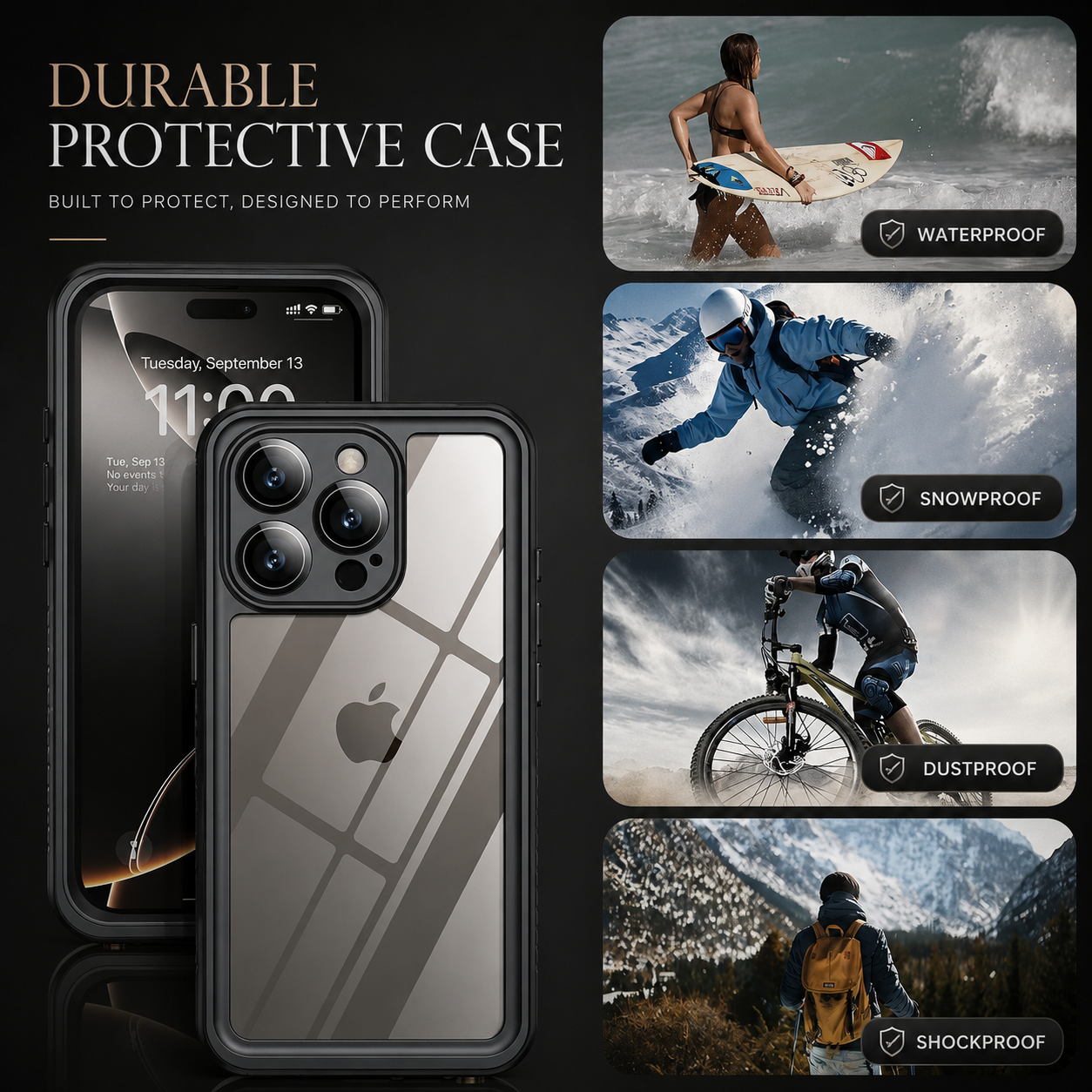 Premium iPhone Case MagSafe Compatible Built In Screen Protection Waterproof Protective Cover Shockproof Full Body Dustproof Design