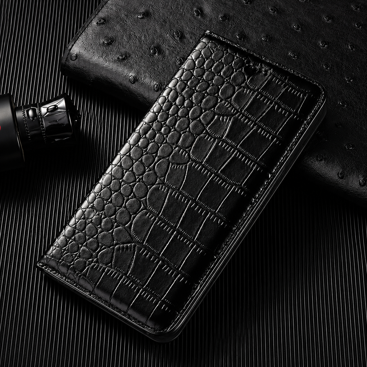 Premium iPhone Case MagSafe Compatible Business Flip Wallet Genuine Leather Cover Kickstand Magnetic Full Protection Anti Scratch Non Slip Grip Design