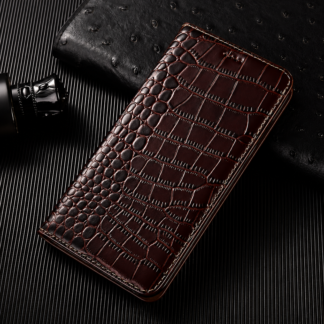 Premium iPhone Case MagSafe Compatible Business Flip Wallet Genuine Leather Cover Kickstand Magnetic Full Protection Anti Scratch Non Slip Grip Design