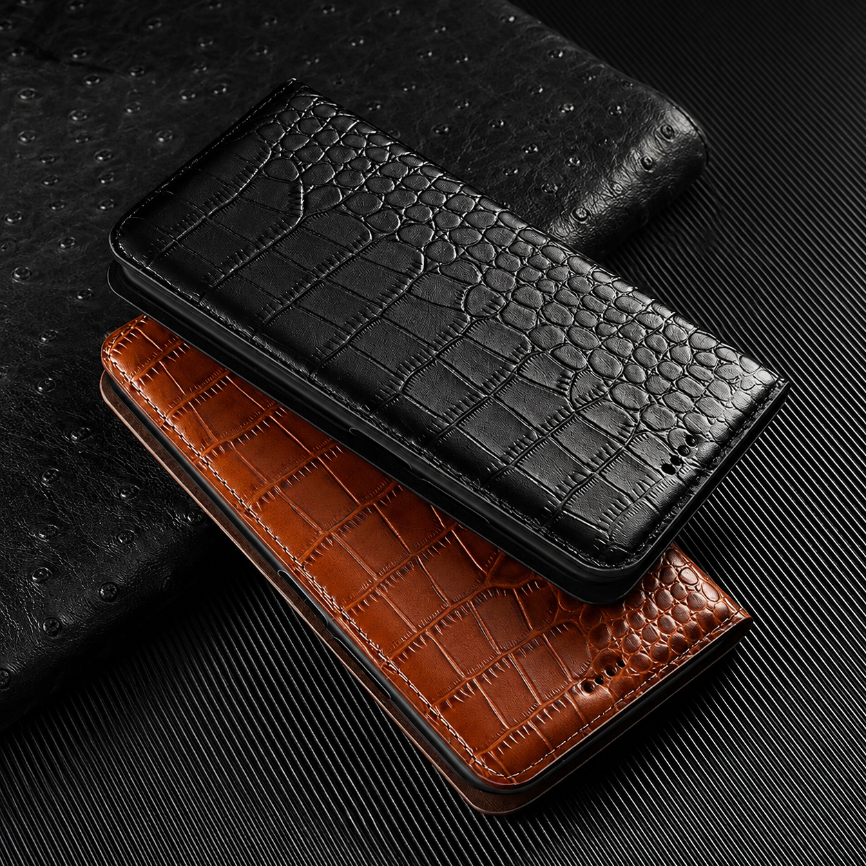 Premium iPhone Case MagSafe Compatible Business Flip Wallet Genuine Leather Cover Kickstand Magnetic Full Protection Anti Scratch Non Slip Grip Design