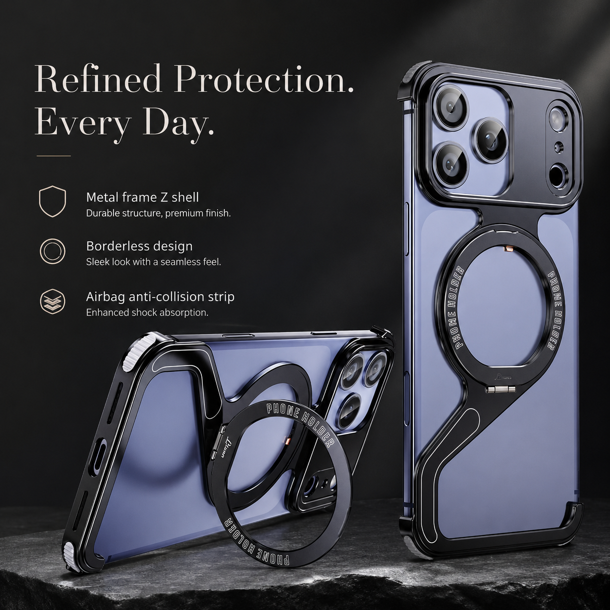 Premium iPhone Case MagSafe Compatible Camera Lens Protection Aluminum Alloy Frameless Magnetic Cover Shockproof Metal Edge Slim Minimal Design