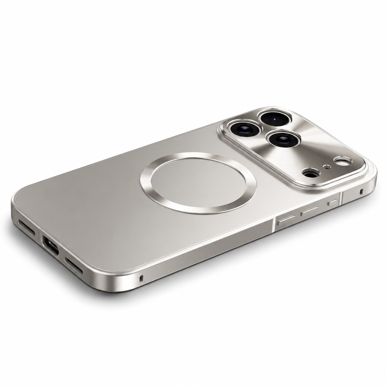 Premium iPhone Case MagSafe Compatible Camera Lens Protection Aluminum Metal Frame Shockproof Protective Cover Anti Fingerprint Frosted Back