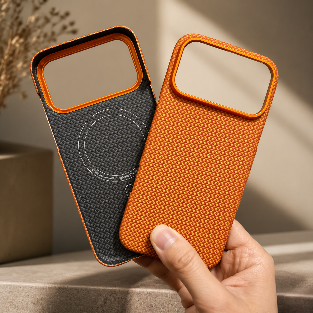 Premium iPhone Case MagSafe Compatible Camera Lens Protection Aramid Fiber Cover Shockproof Full Body Protection Carbon Fiber Texture Lightweight Design