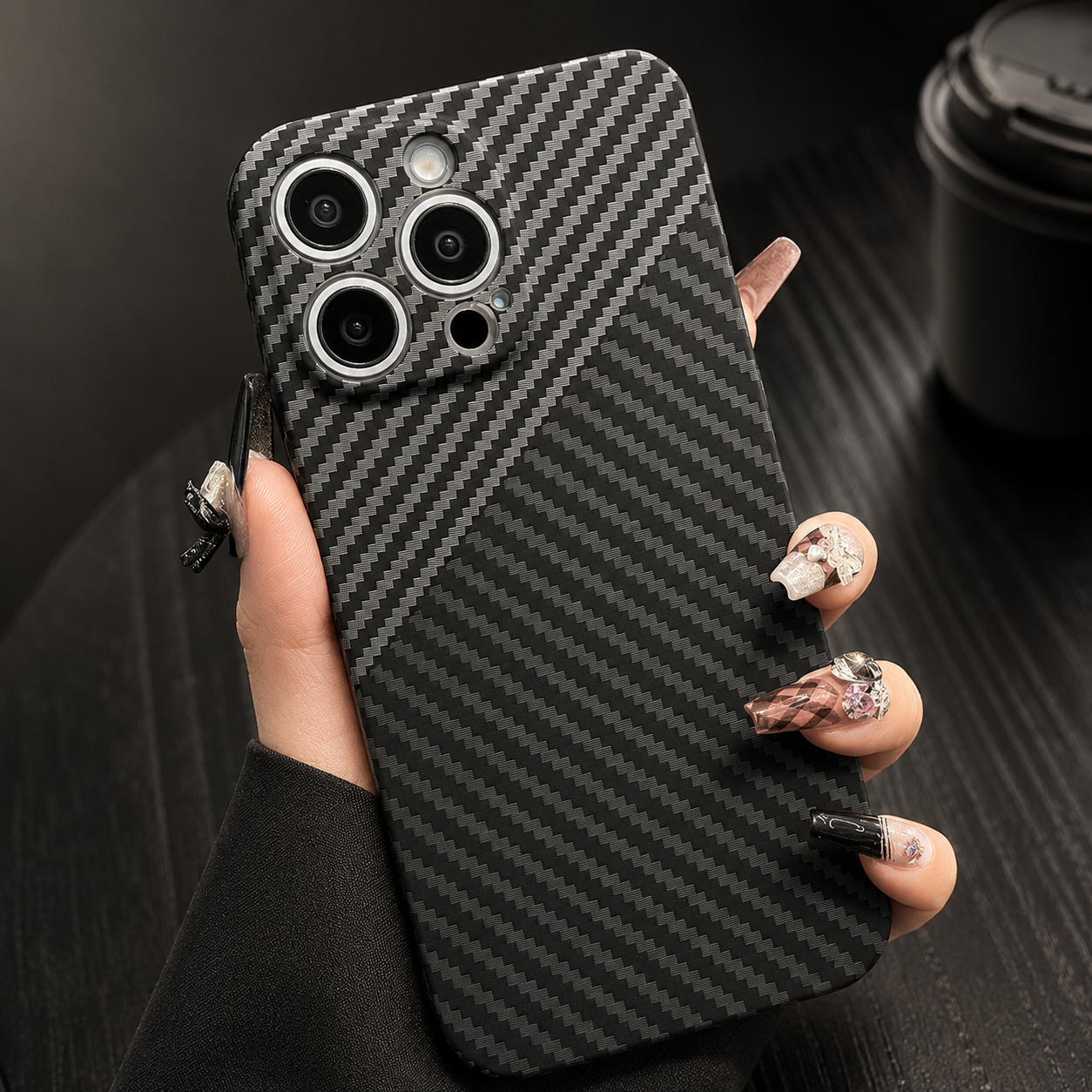 Premium iPhone Case MagSafe Compatible Camera Lens Protection Carbon Fiber Ultra Thin Protective Cover Anti Fingerprint Non Slip Design
