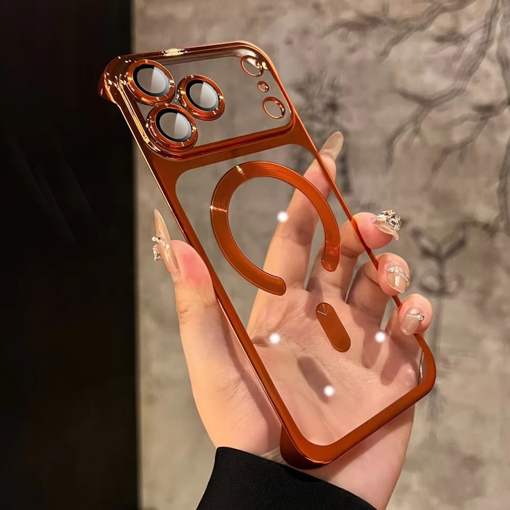 Premium iPhone Case MagSafe Compatible Camera Lens Protection Frameless Transparent PC Cover Anti Scratch Anti Fingerprint Dustproof Slim Design