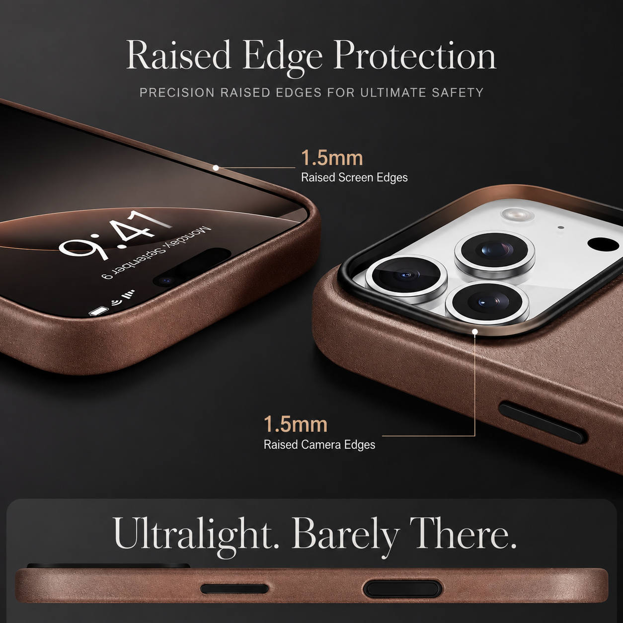 Premium iPhone Case MagSafe Compatible Camera Lens Protection Genuine Leather Shockproof Full Coverage Cover Anti Fingerprint Non Slip Wireless Charging Design