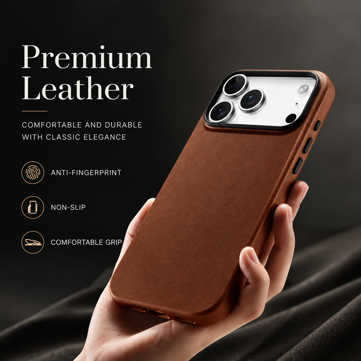 Premium iPhone Case MagSafe Compatible Camera Lens Protection Genuine Leather Shockproof Full Coverage Cover Anti Fingerprint Non Slip Wireless Charging Design