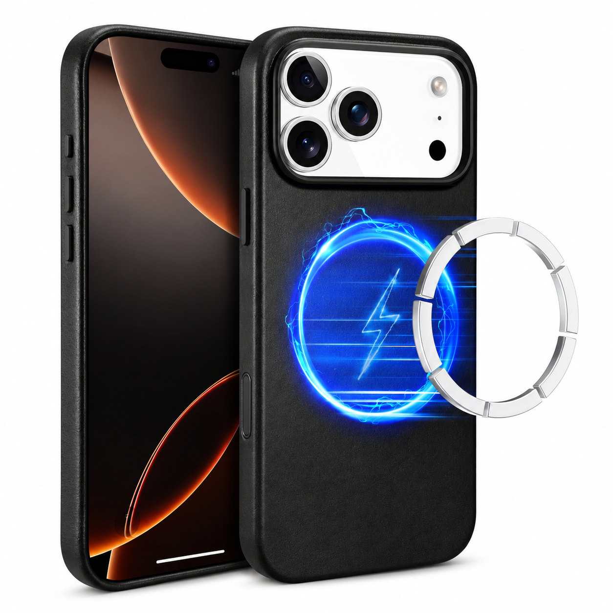 Premium iPhone Case MagSafe Compatible Camera Lens Protection Genuine Leather Shockproof Full Coverage Cover Anti Fingerprint Non Slip Wireless Charging Design