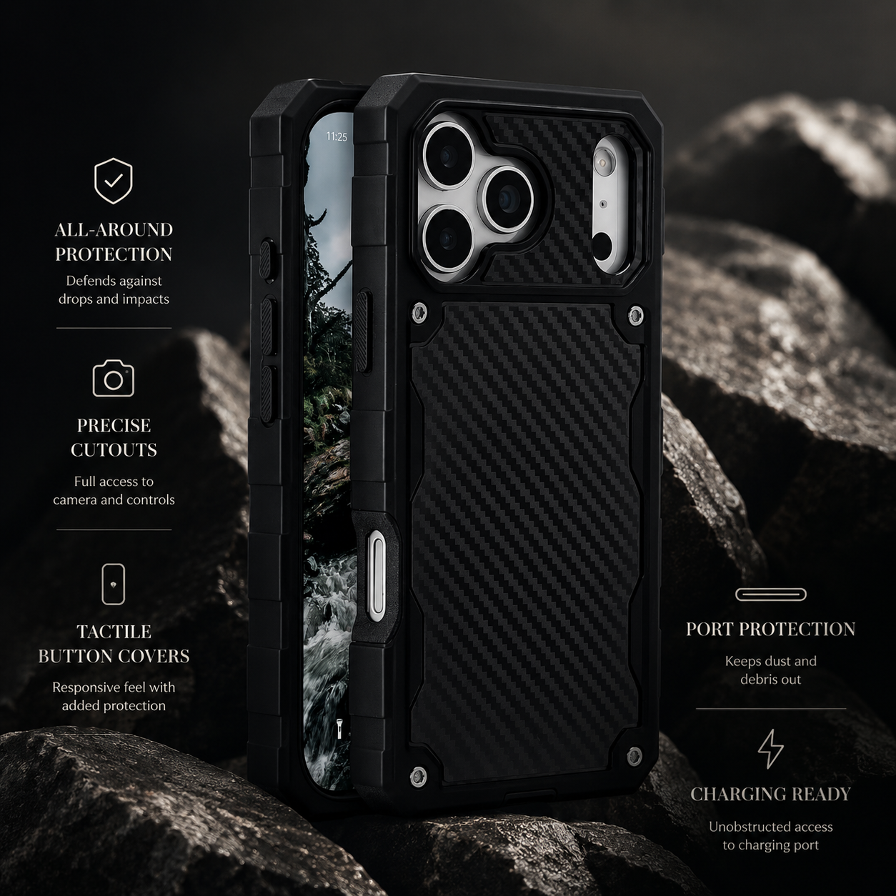 Premium iPhone Case MagSafe Compatible Camera Lens Protection Heavy Duty Cover Shockproof Rugged Protective Design Anti Fingerprint Non Slip Build