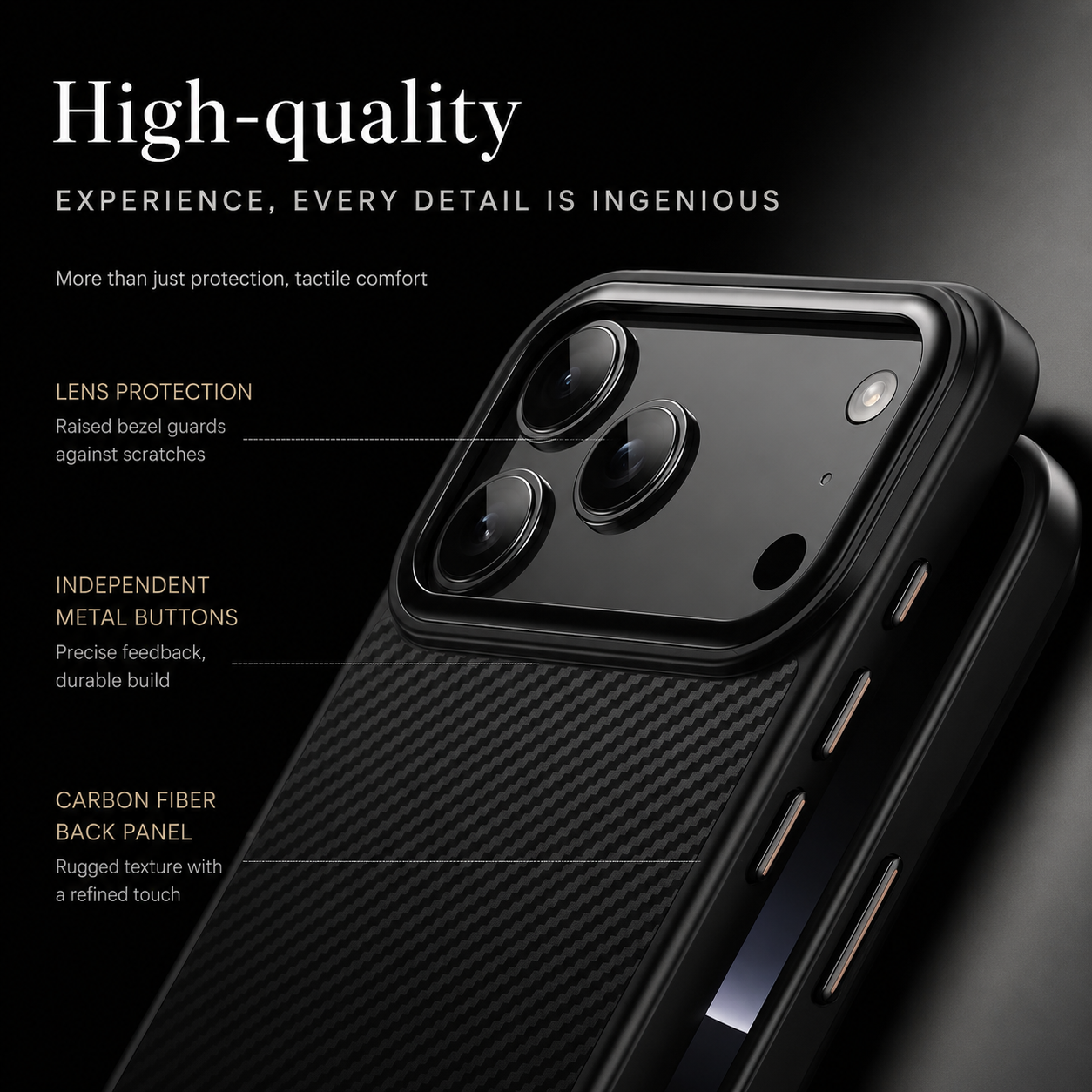 Premium iPhone Case MagSafe Compatible Camera Lens Protection Kevlar Aramid Fiber Cover Carbon Fiber TPU PC Shockproof Anti Fingerprint Lightweight Design