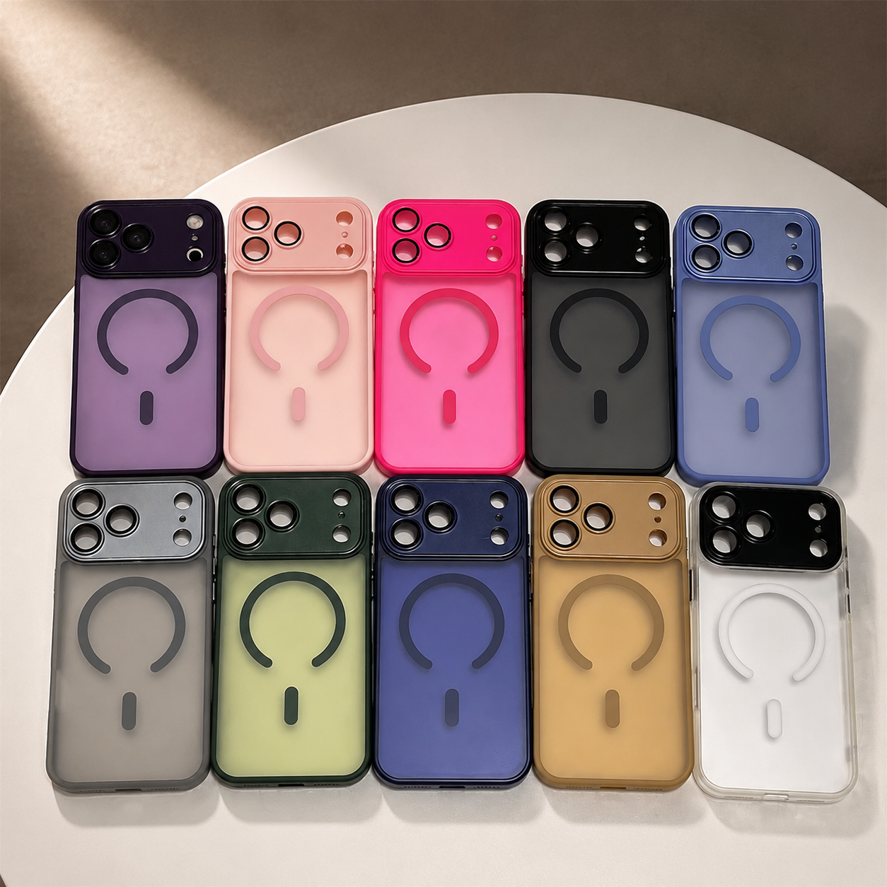 Premium iPhone Case MagSafe Compatible Camera Lens Protection Matte Translucent Cover Shockproof PC TPU Hybrid Design Anti Fingerprint Wireless Charging