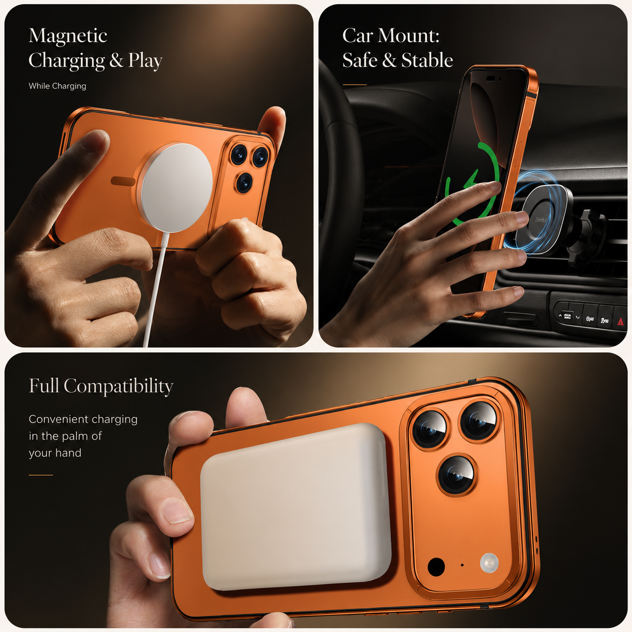 Premium iPhone Case MagSafe Compatible Camera Lens Protection Shockproof Cover Aluminum Alloy Magnetic Glass Wireless Charging Anti Scratch Matte Design