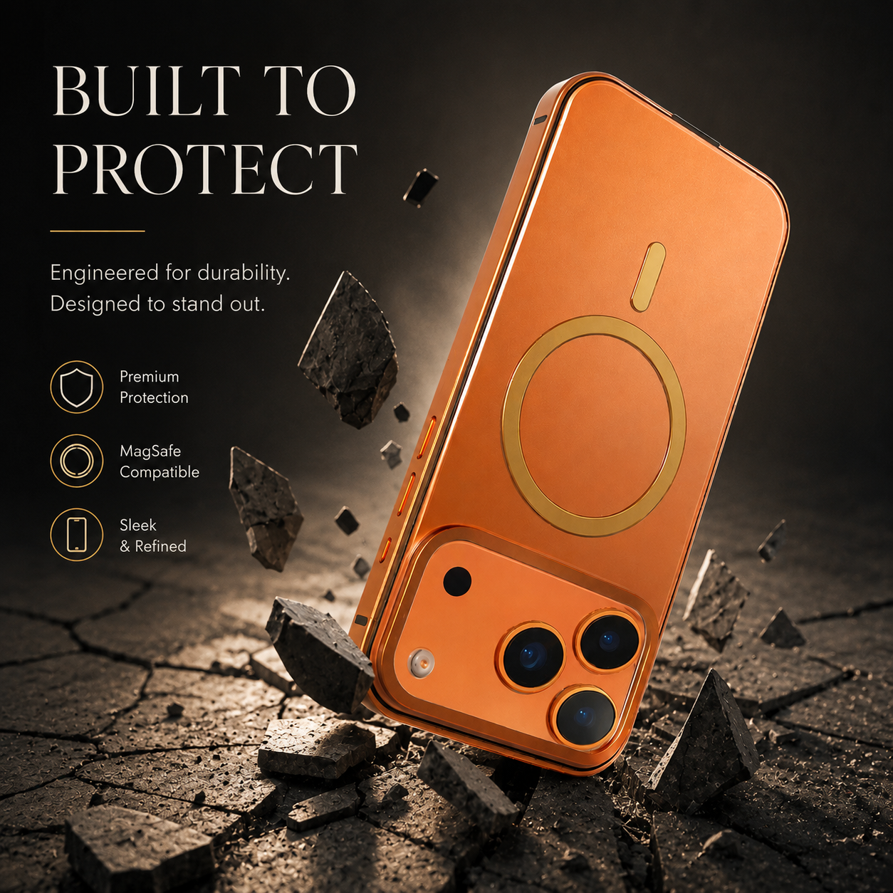 Premium iPhone Case MagSafe Compatible Camera Lens Protection Shockproof Cover Aluminum Alloy Metal Frame Anti Drop Wireless Charging Design