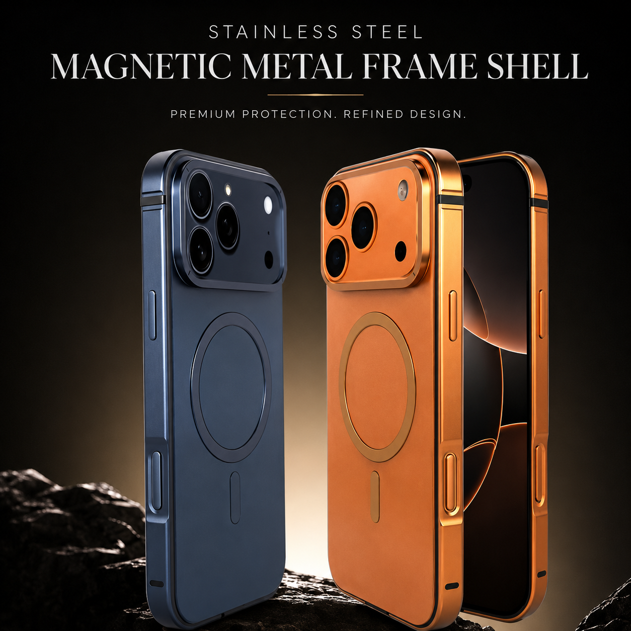 Premium iPhone Case MagSafe Compatible Camera Lens Protection Shockproof Cover Aluminum Alloy Metal Frame Anti Drop Wireless Charging Design