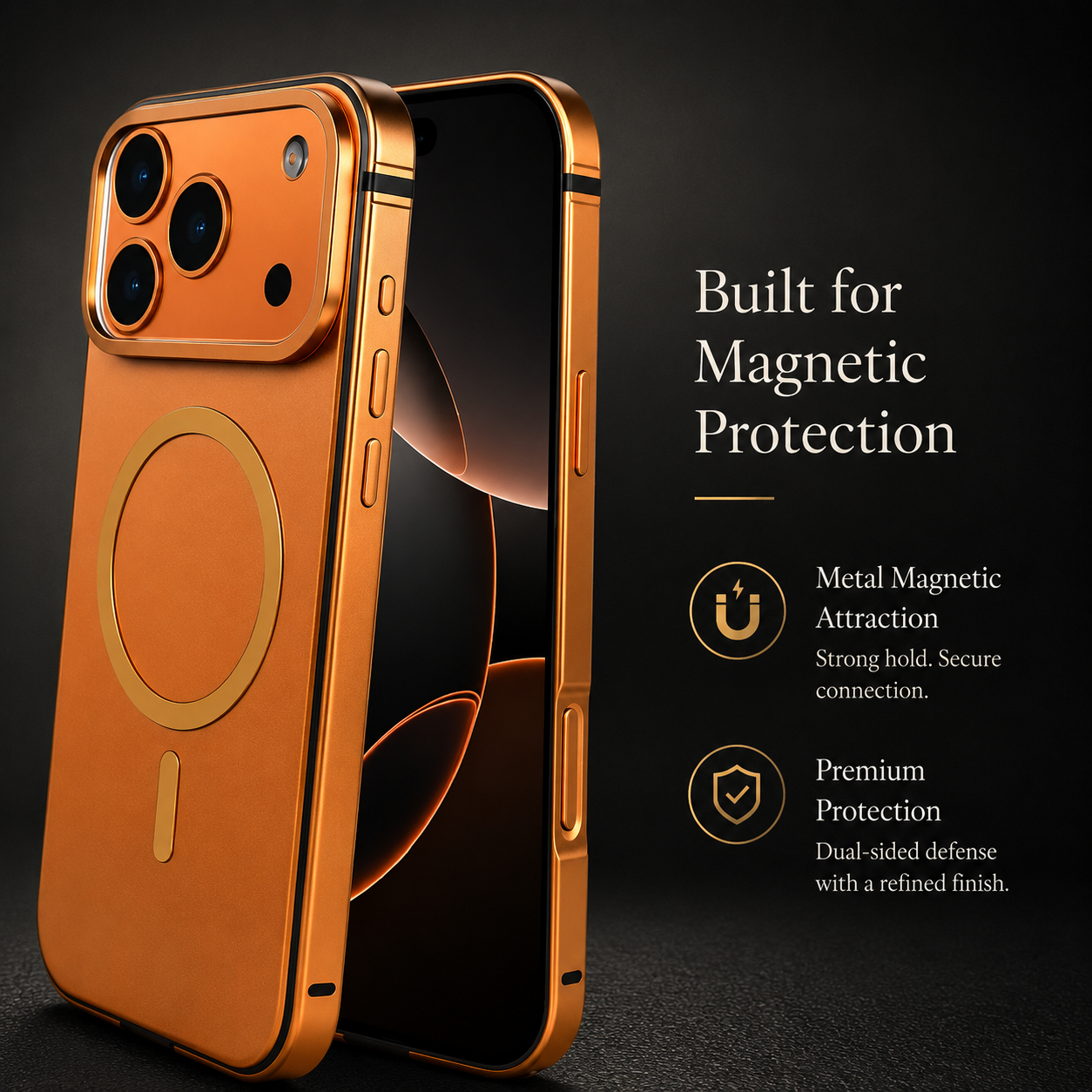 Premium iPhone Case MagSafe Compatible Camera Lens Protection Shockproof Cover Aluminum Alloy Metal Frame Anti Drop Wireless Charging Design