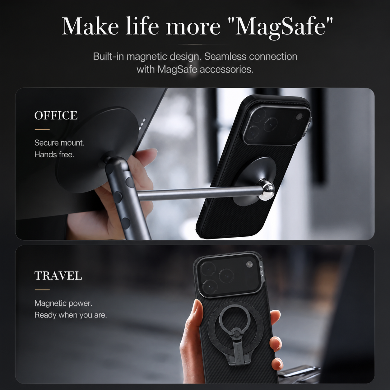 Premium iPhone Case MagSafe Compatible Camera Lens Protection Shockproof Cover CamShield Foldable Lens Stand Magnetic Wireless Charging Non Slip Design