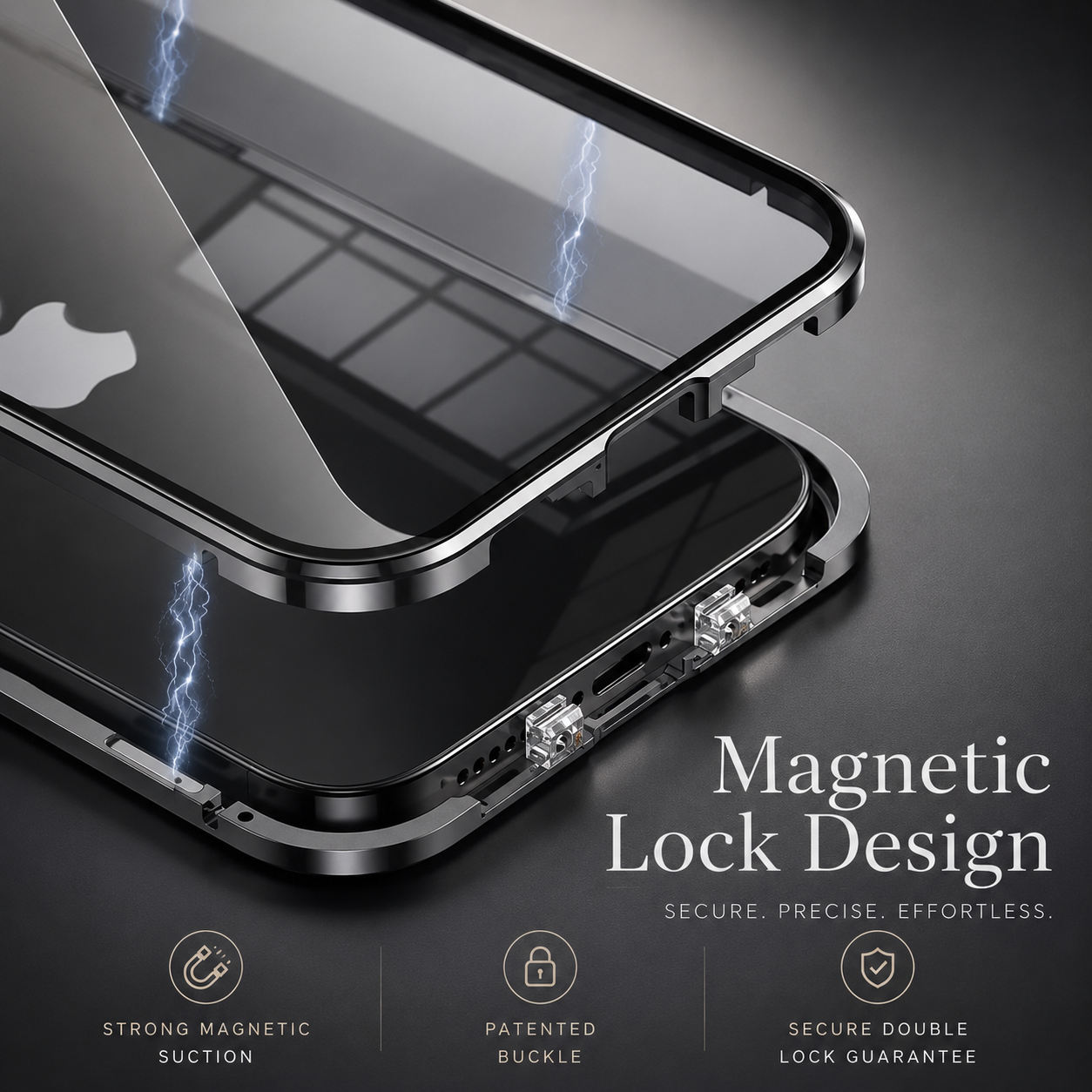 Premium iPhone Case MagSafe Compatible Camera Lens Protection Shockproof Cover Double Sided Magnetic Glass Aluminum Alloy Frame Full Protection Design