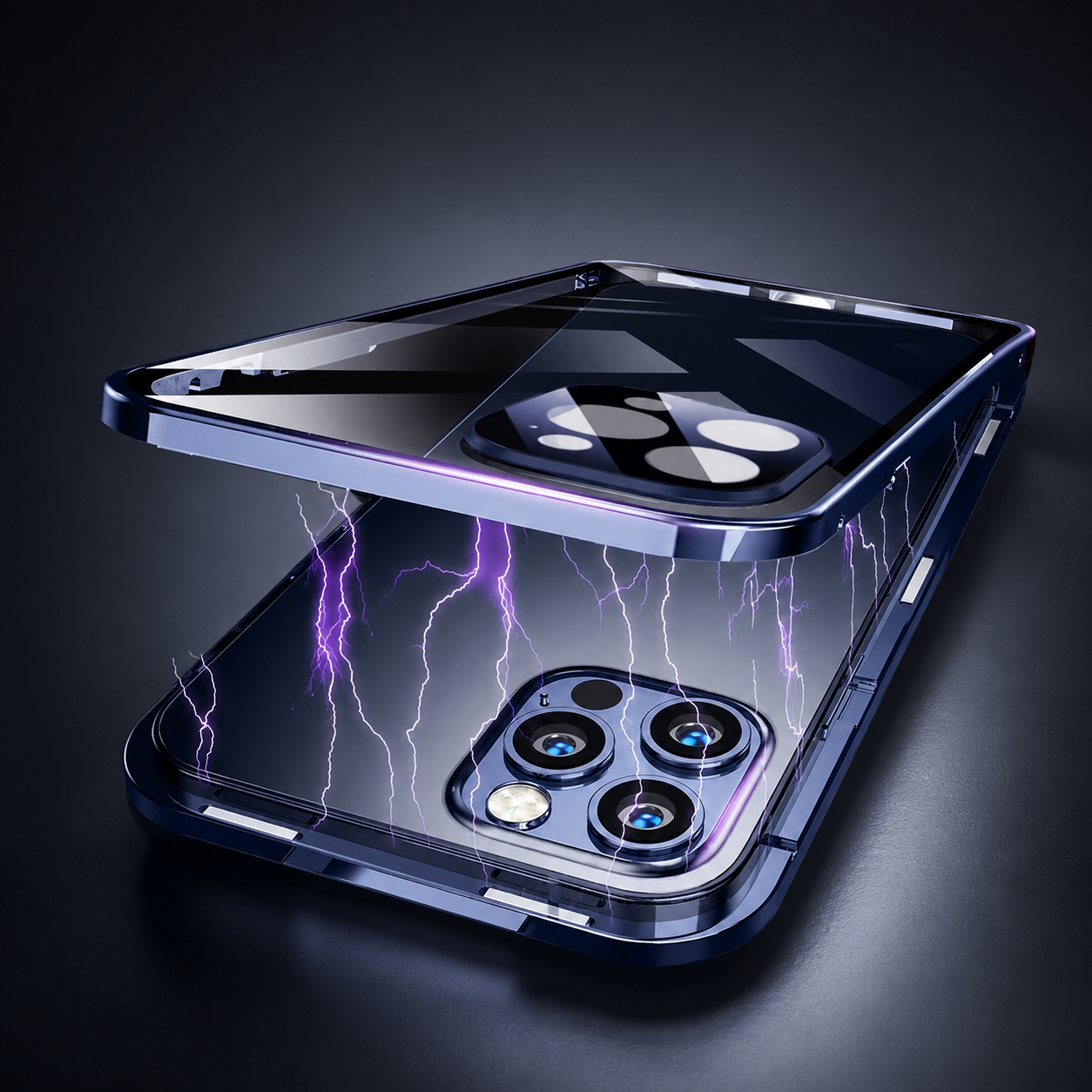 Premium iPhone Case MagSafe Compatible Camera Lens Protection Shockproof Cover Double Sided Magnetic Glass Aluminum Alloy Frame Full Protection Design