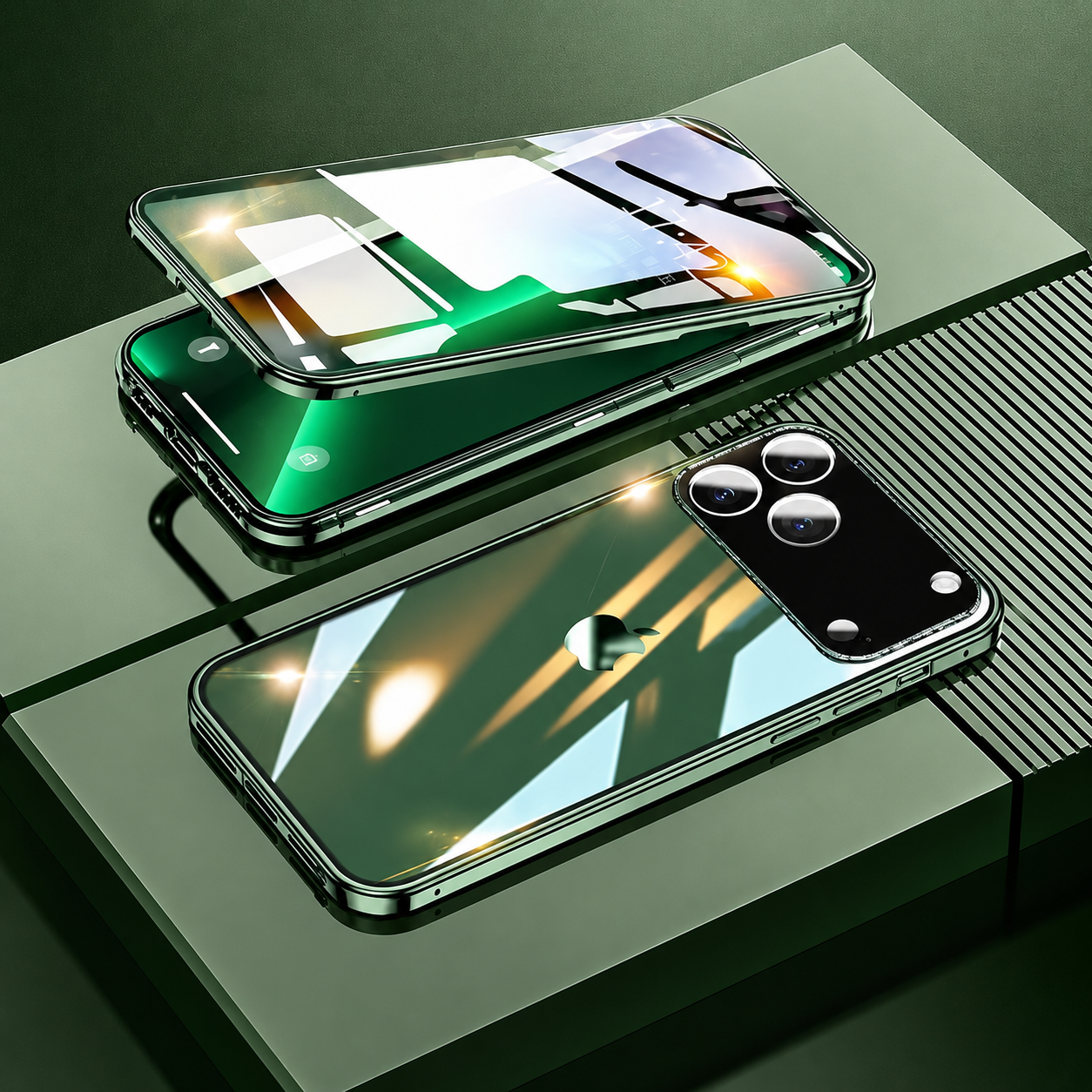 Premium iPhone Case MagSafe Compatible Camera Lens Protection Shockproof Cover Double Sided Magnetic Glass Aluminum Alloy Frame Full Protection Design