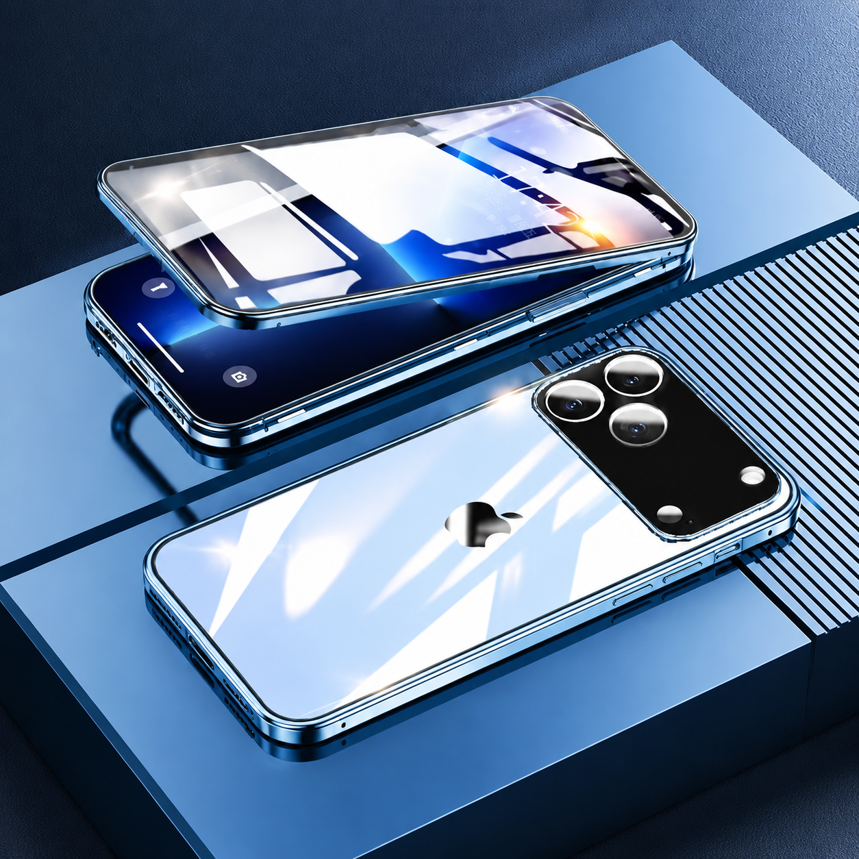 Premium iPhone Case MagSafe Compatible Camera Lens Protection Shockproof Cover Double Sided Magnetic Glass Aluminum Alloy Frame Full Protection Design
